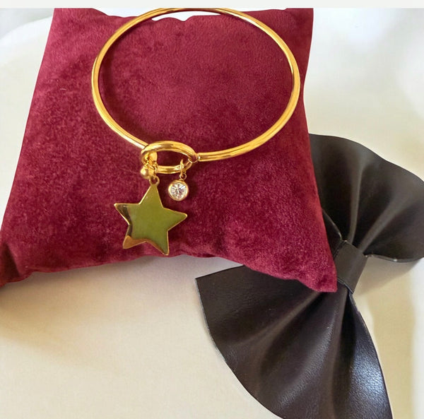 Bracciale rigido stellina e punto luce  due varianti colore