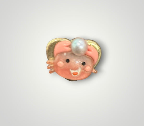 Anello in resina metallizzato vari colori granchietto con perla