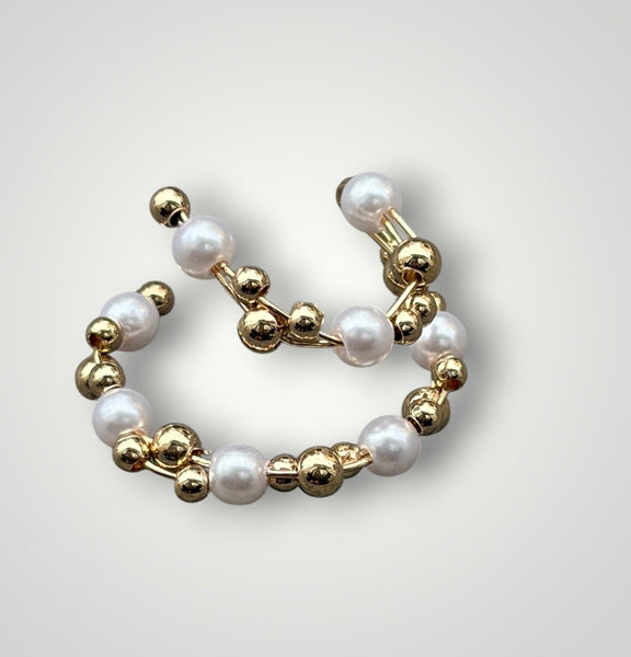 Mono Earcuff doppio sfere e perle