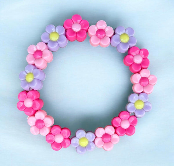 Bracciale colors Beads giro fiori fucsia rosa lilla