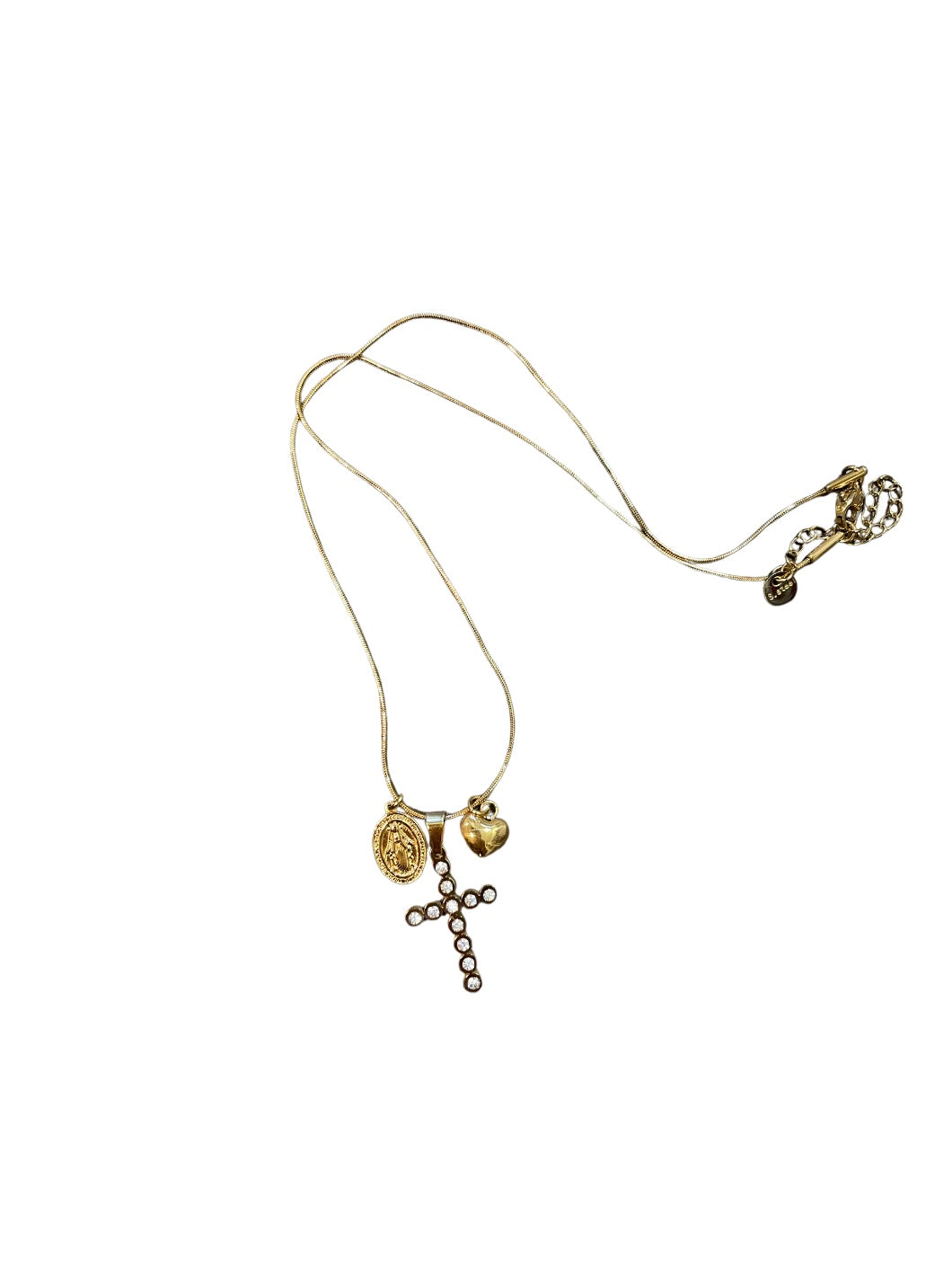 Collana multi charms croce cuore Madonnina due varianti colore c