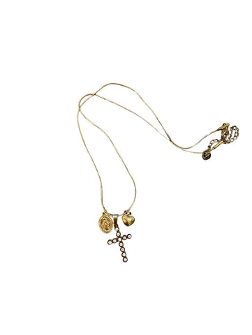 Collana multi charms croce cuore Madonnina due varianti colore c