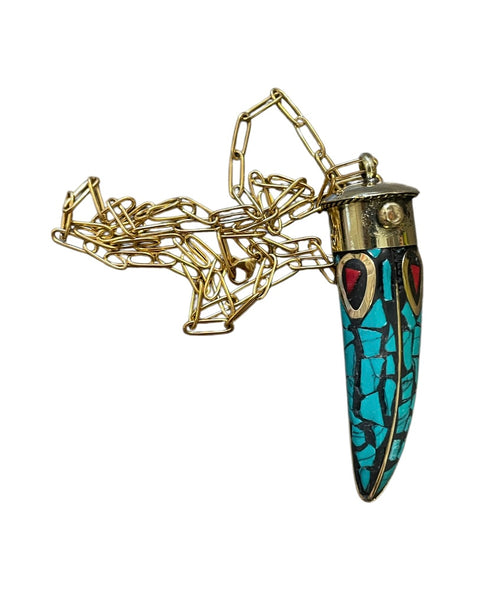 Collana corno tibetano grande vari colori 60cm