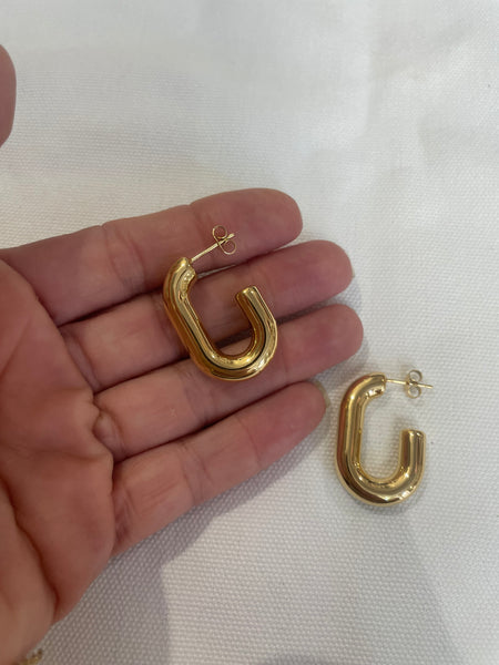 Coppia orecchini Olivia cerchio ovale  bombato Chain bold small due varianti colore