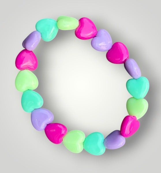 Bracciale colors Beads giro cuori small effetto lucido verde smeraldo verde acqua ciclamino lilla