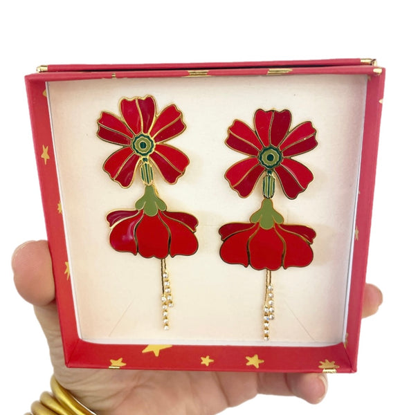 Coppia orecchini principessa glam winter flower Red tulip