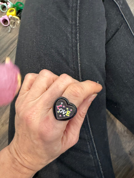 Anello resina cuore love