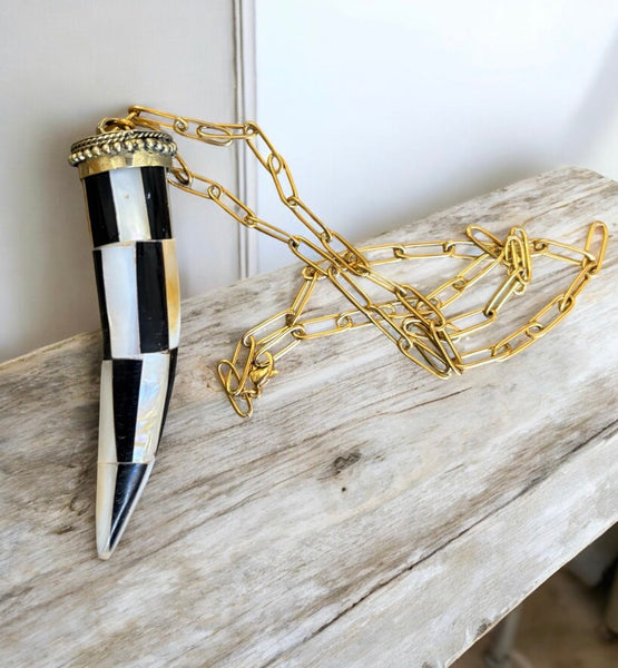 Collana corno tibetano grande lunghezza 50’cm