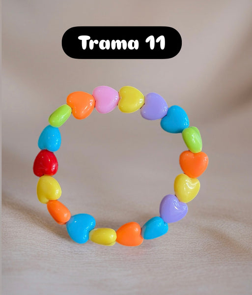 Bracciale Beads giro cuori small vari colori