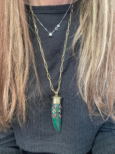 Collana corno tibetano grande vari colori 60cm