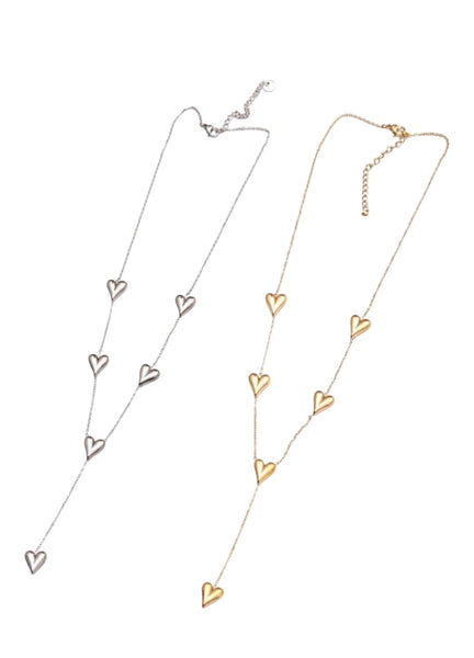 Collana cappio  con cuoricini puff due varianti colore