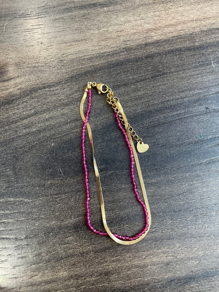 Cavigliera doppia snake piatto e cristallini vari colori