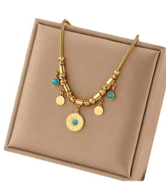 Collana girocollo multi charns turchese