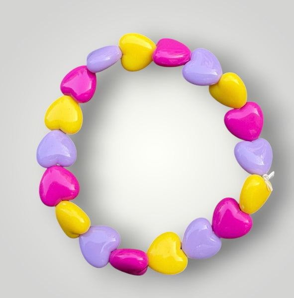 Bracciale colors Beads giro cuori small effetto lucido lilla giallo ciclamino