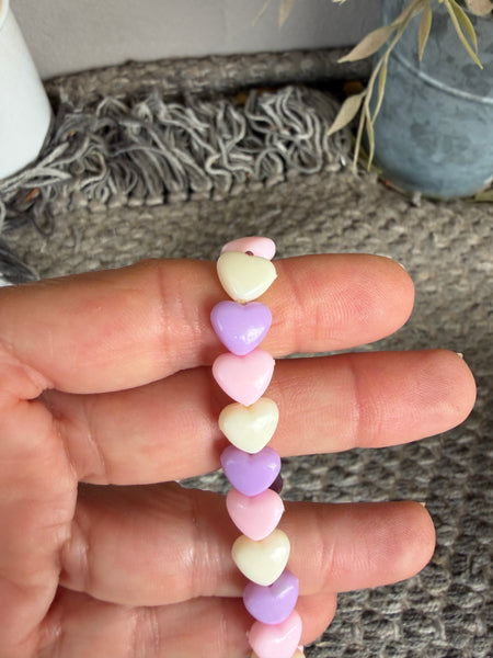 Bracciale colors Beads giro cuori xsmall lilla rosa bianco