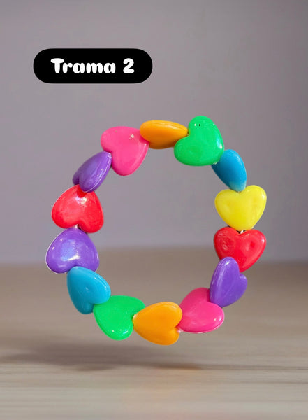 Bracciale Beads giro cuori large vari colori