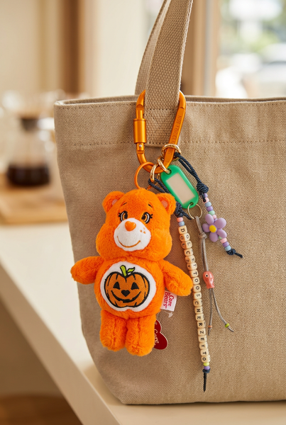 Pimp your Bag Keychain charms per borsa e portachiavi in peluche   orsetto del cuore arancione zucca halloween