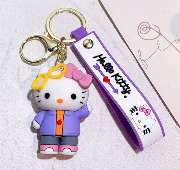 Pimp your Bag Keychain charms per borsa e portachiavi hallo kitty sunglasses lilla