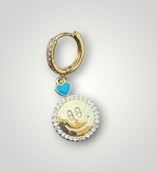 Mono orecchino smile con cuore vari colori