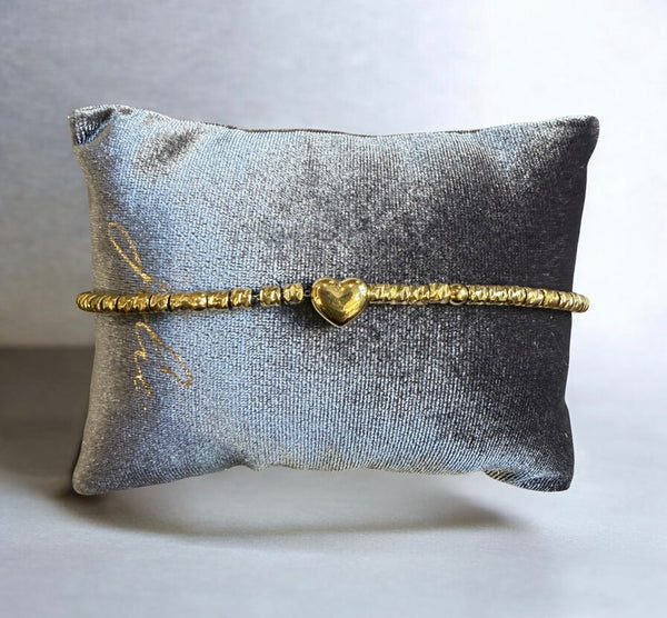 Bracciale catenina con dadini e cuore puff due varianti colore