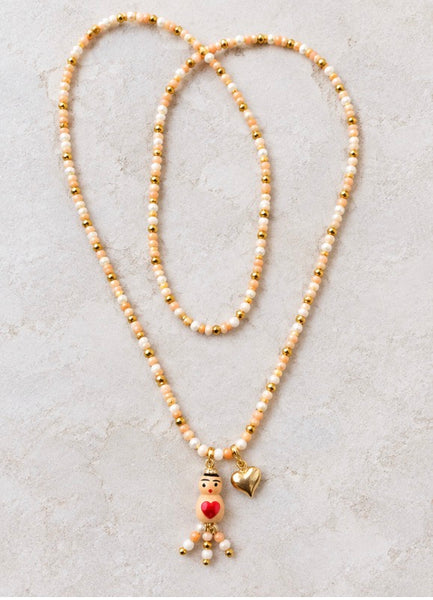Collana Chinitos  de La Buena  Suerte beige champagne burro oro perla