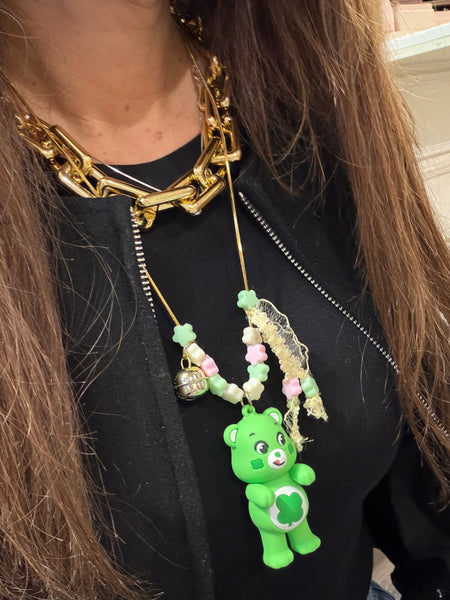 Collana Angelorso orsetto del cuore verde