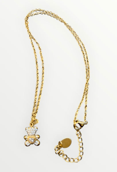 Collana teddy bear crystla con cuore  due varianti colore