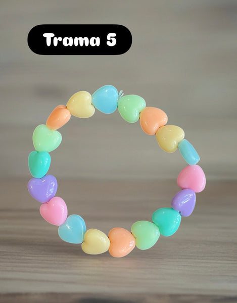 Bracciale Beads giro cuori small vari colori