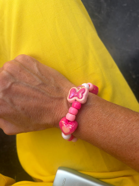 Bracciale Colors fiocchi cuori e pony Beads lilla