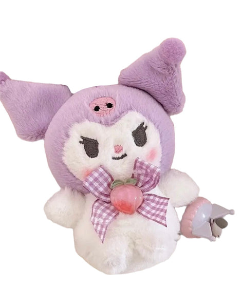 Portachiavi e applique borsa Pimp your Bag Kuromi fiocco peach vicky in peluche