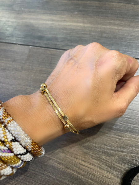 Bracciale snake piatto doppio sfere e dadini