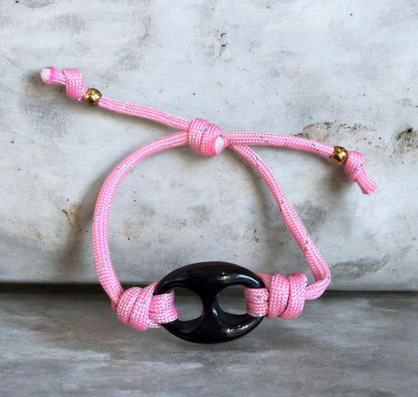 Bracciale Marine Florida chain  regular  centrale nero cordino in vari colori