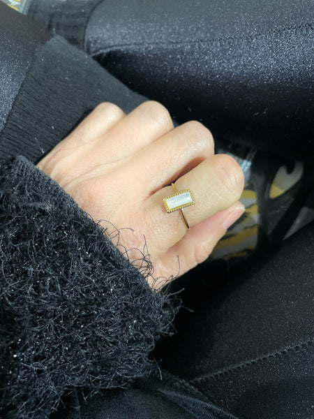 Anello delle isole Santorini madreperla rettangolare