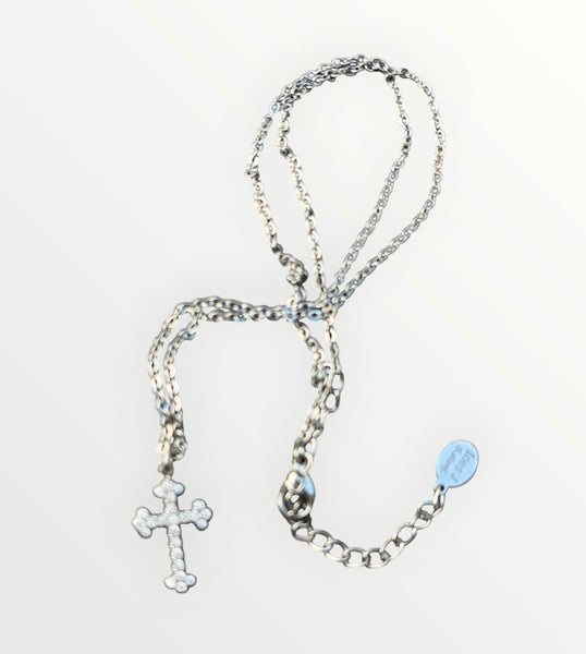 Collana Croce piccola pavettata due varianti colore