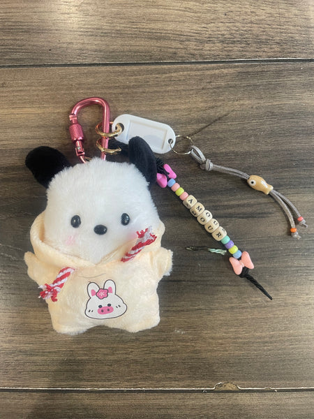 Portachiavi e applique borsa Pimp your Bag Pochacco con tutina   in peluche