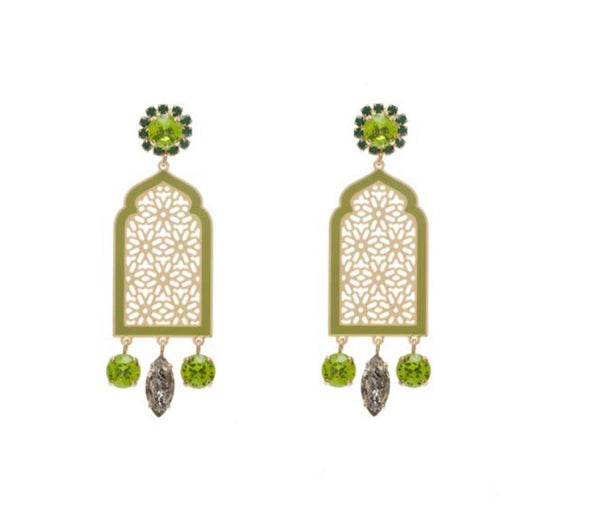 Coppia Orecchini Principessa Glam Mun Green Envy