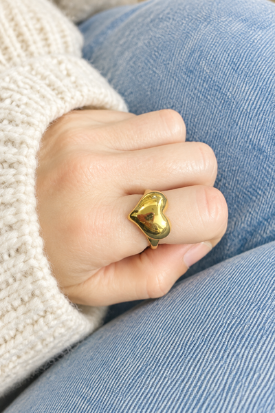 Anello regolabile cuore puff 3d