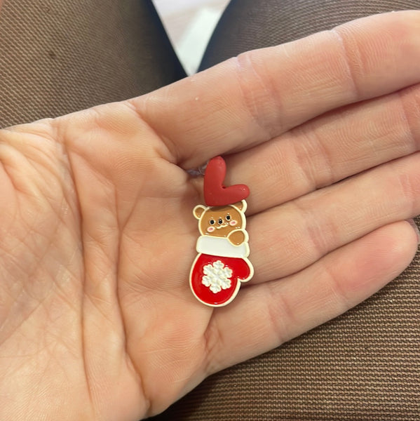 Mono orecchino moffola con orsacchiotto Christmas Edition Natale
