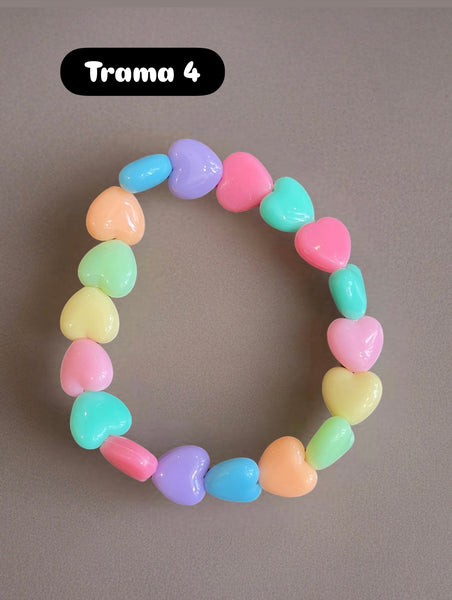 Bracciale Beads giro cuori small vari colori