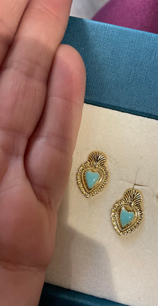 Coppia Orecchini principessa glam Cuore sacro lobo vari colori