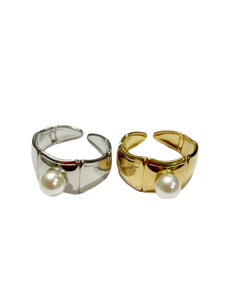 Anello fascia cicciotta con perla