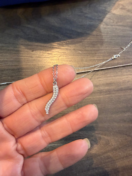 Collana cornetto portafortuna crystal  varianti colore