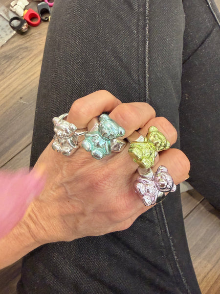 Anello resina metallizzato orsacchiotto teddy