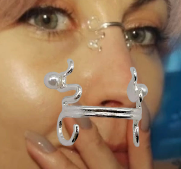 Shaper a ricciolo con perle gioielli per il viso face jewels 
orecchino per il naso setto nasale bridge 
clip non serve avere il buco