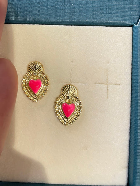 Coppia Orecchini principessa glam Cuore sacro lobo vari colori