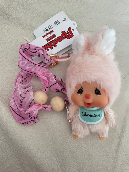 Pimp your Bag chimutan il coniglio amico di Monchichi rosa chiaro