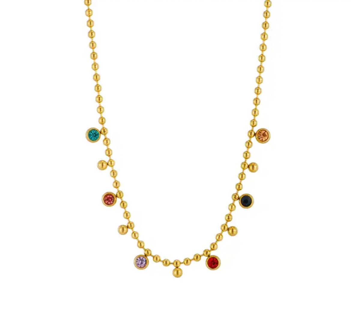 Collana girocollo multi cristal Rainbow