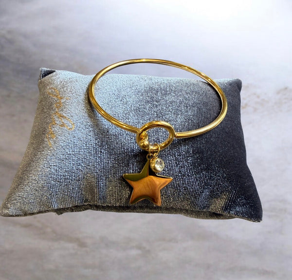 Bracciale rigido stellina e punto luce  due varianti colore