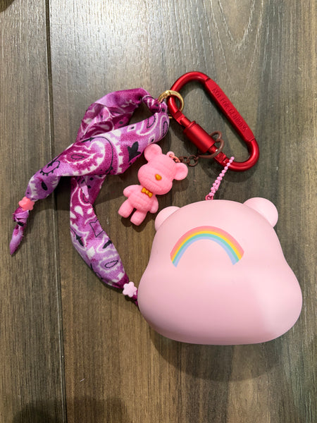 Pimp your bag testa orsetto del cuore  portaoggetti rosa