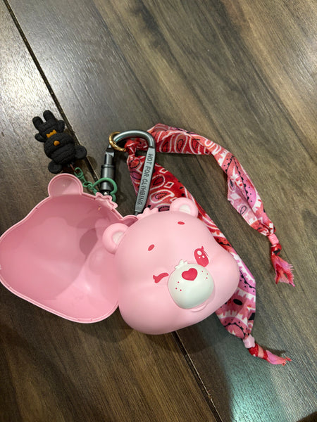 Pimp your bag testa orsetto del cuore  portaoggetti rosa